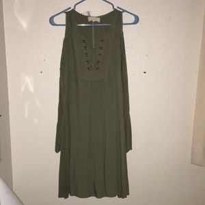 Green off shoulder dress